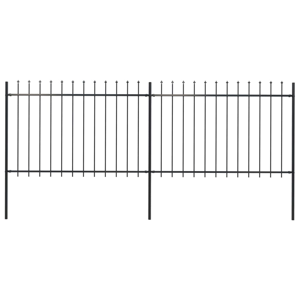 vidaXL Градинска ограда с пики, стомана, 3,4x1,2 м, черна