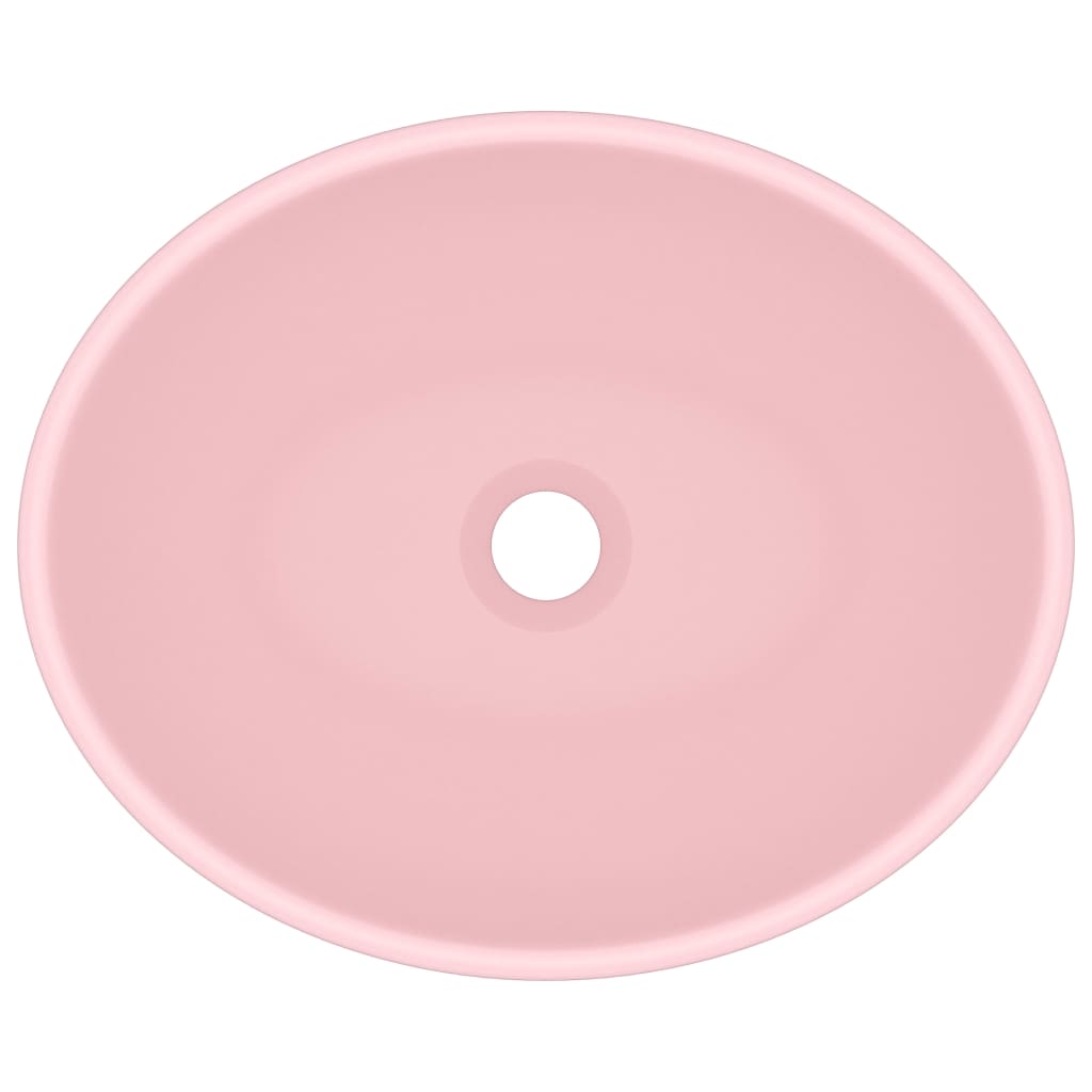vidaXL Луксозна овална мивка, матово розова, 40x33 см, керамика