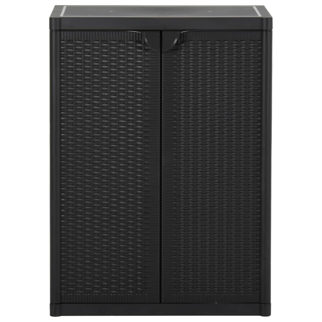 vidaXL Градински шкаф за съхранение, черен, 65х45х88 см, PP ратан