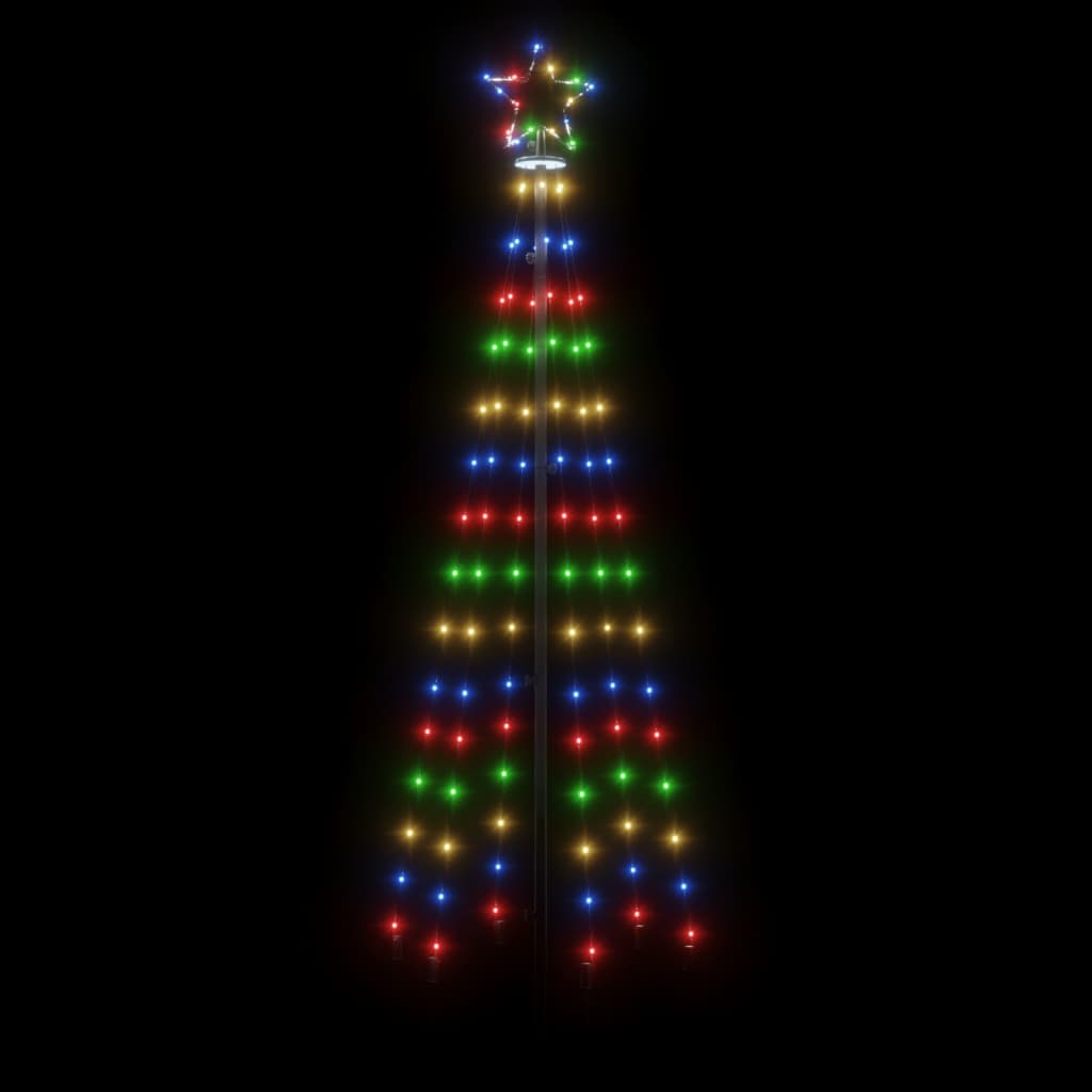 vidaXL Коледна елха с шип, многоцветна, 108 LED, 180 см