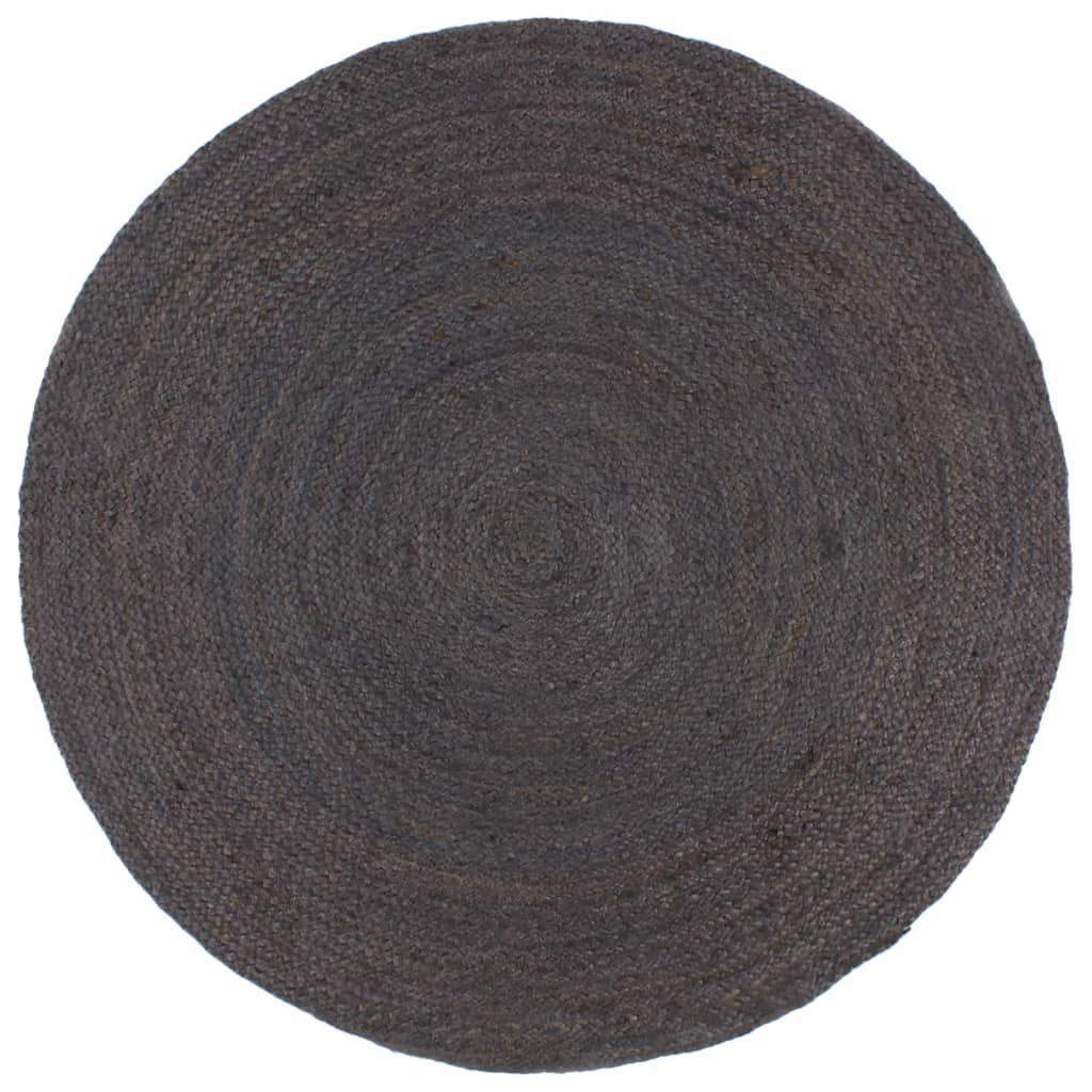 vidaXL Ръчно тъкан килим от юта, кръгъл, 210 см, тъмносив