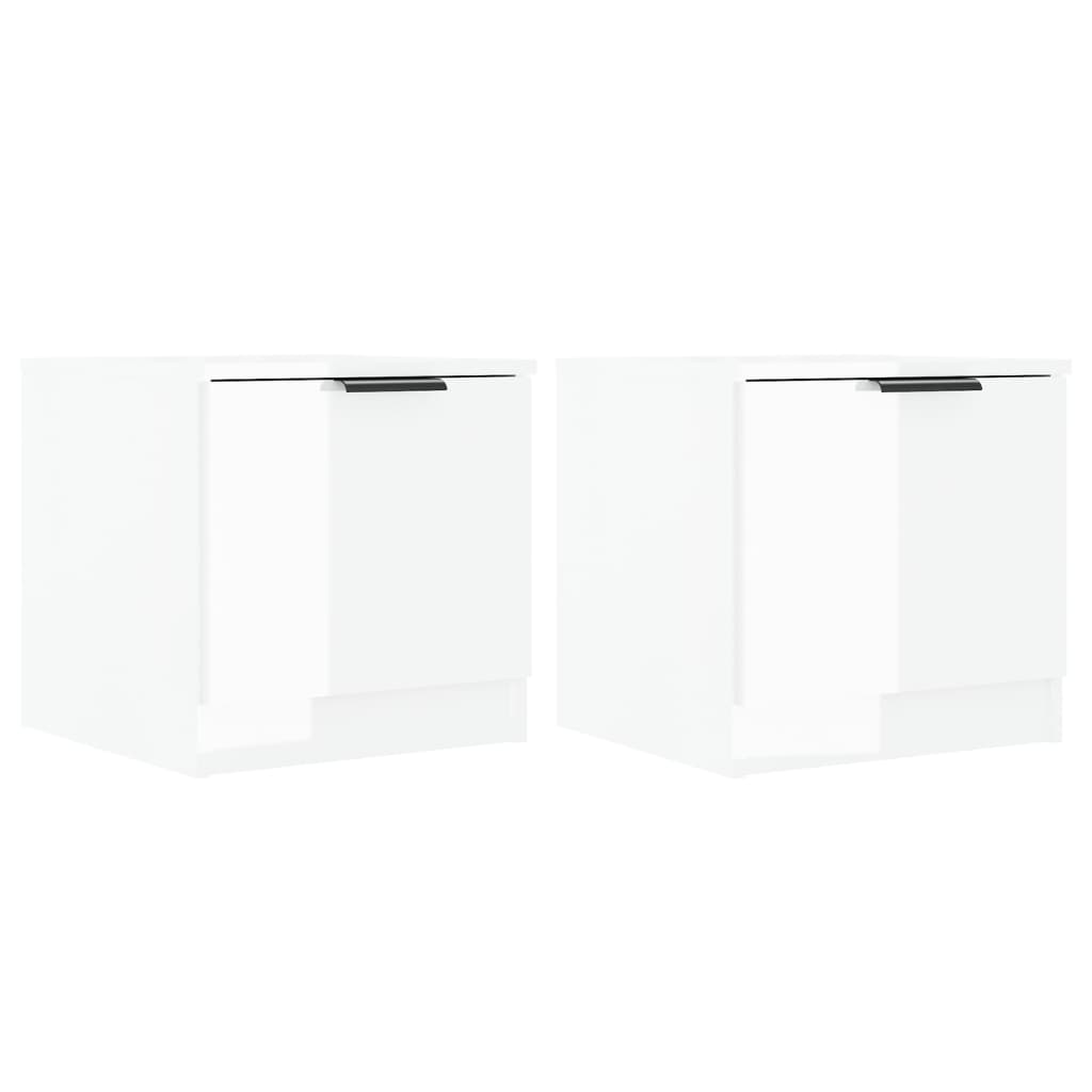 vidaXL Нощни шкафчета, 2 бр, бял гланц, 40x39x40 см