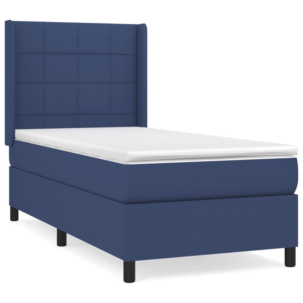 vidaXL Боксспринг легло с матрак, синя, 90x200 см, плат