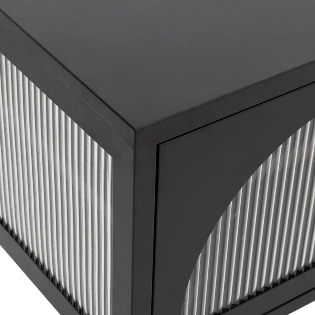 vidaXL ТВ шкаф, черен, 105x35x50 см, стъкло и стомана