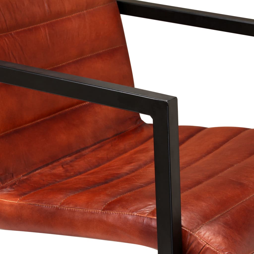 vidaXL Трапезни столове, 4 бр, кафяви, естествена кожа