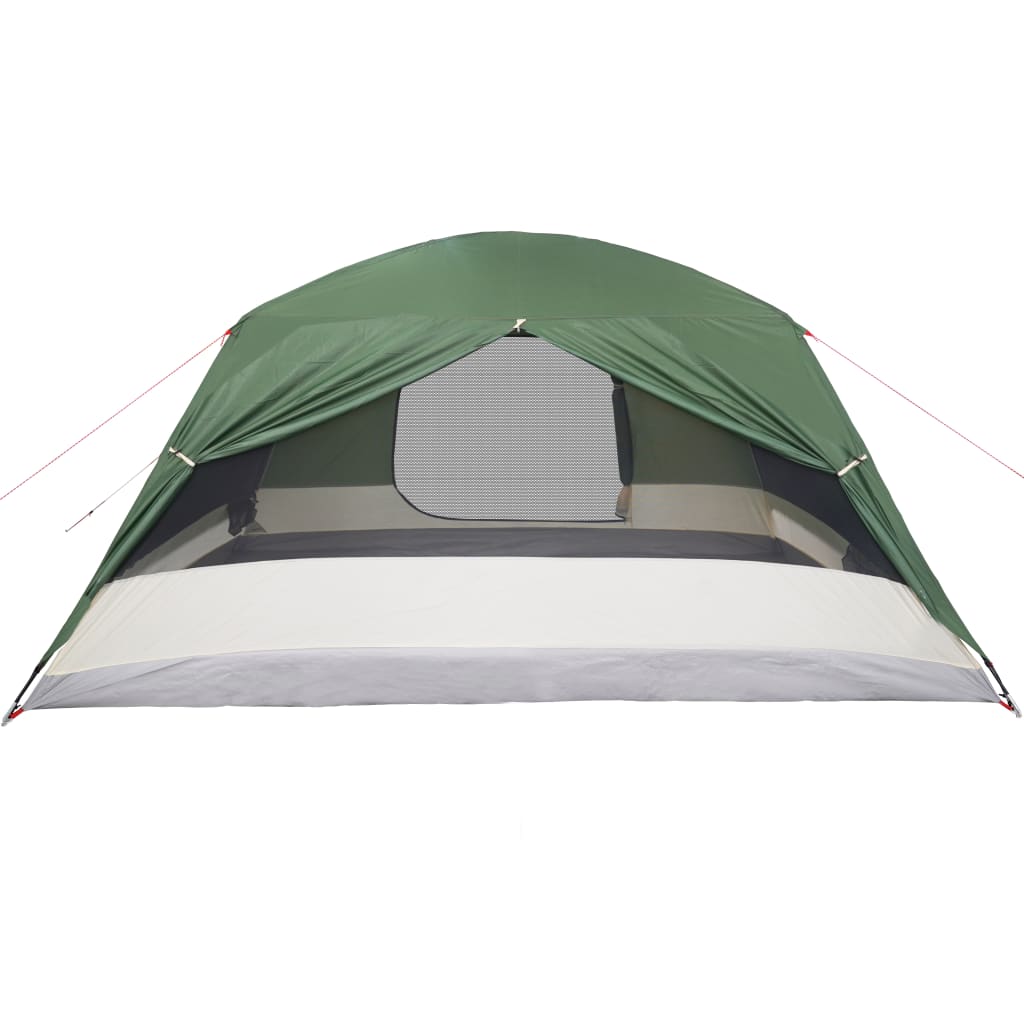 vidaXL Семейна палатка с веранда, 6-местна, зелена, водоустойчива