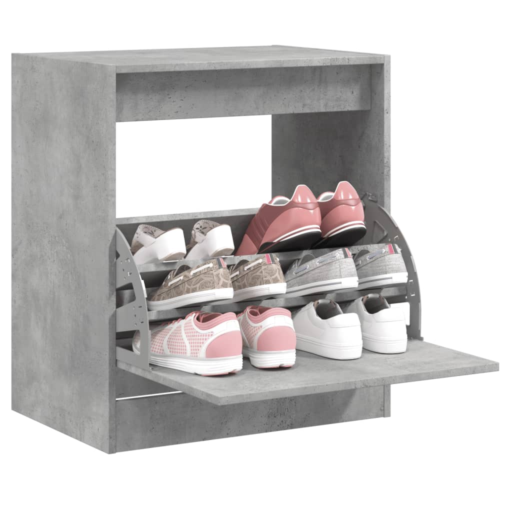 vidaXL Шкаф за обувки, бетонно сив, 60x42x69 см, инженерно дърво