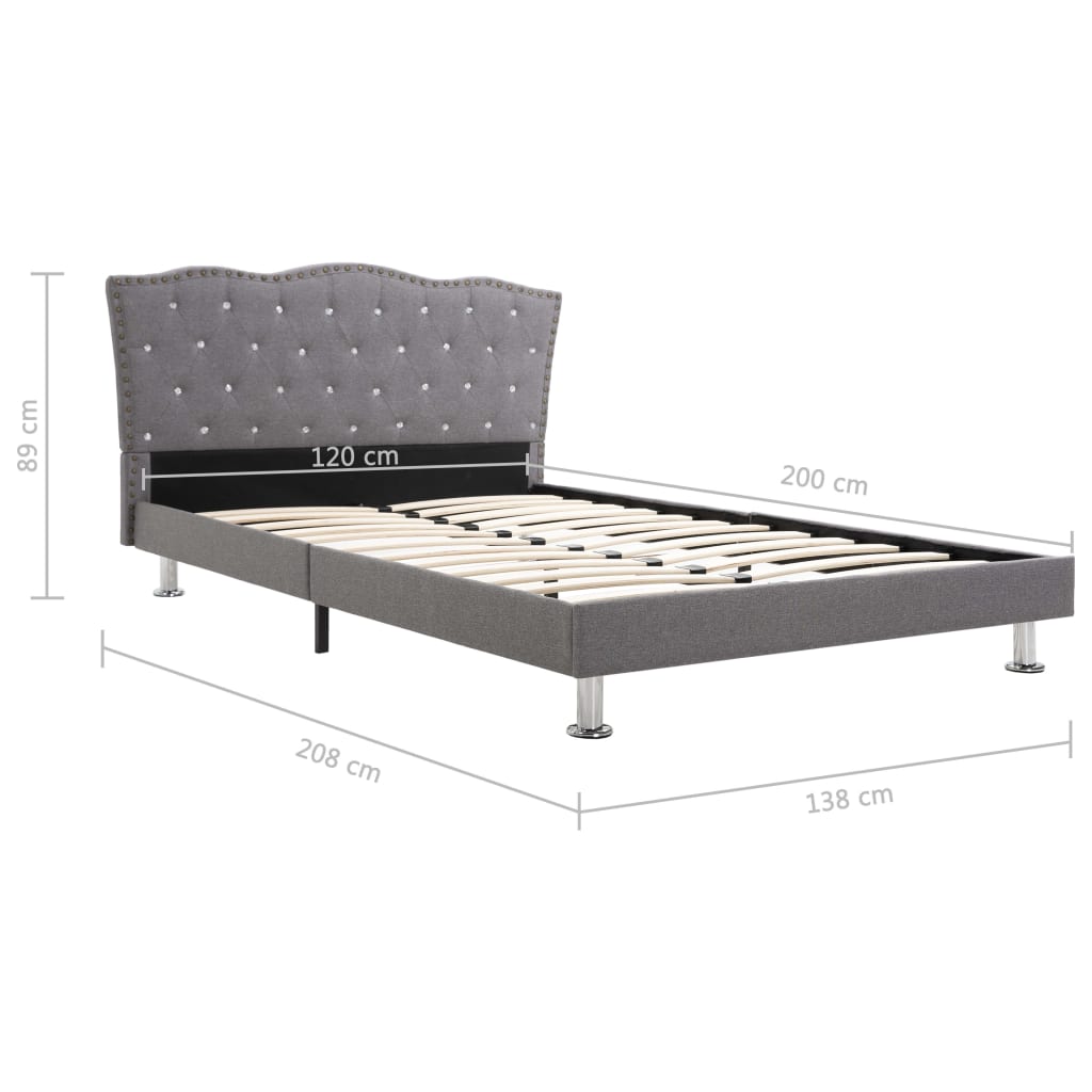 vidaXL Рамка за легло, светлосива, текстил, 120x200 см
