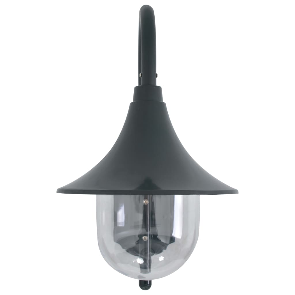 vidaXL Градинска стенна лампа, E27, 42 см, алуминий, тъмнозелена