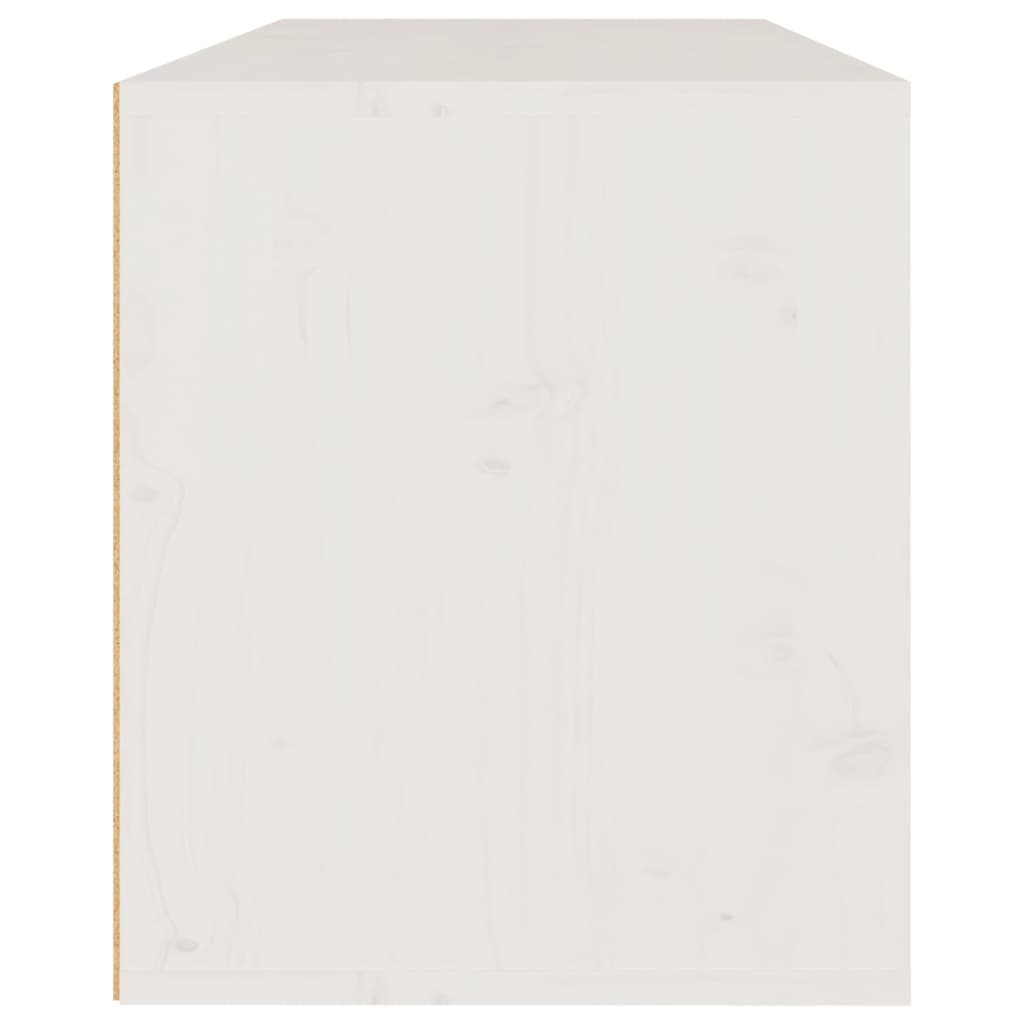 vidaXL Стенен шкаф, бял, 80x30x35 см, борово дърво масив