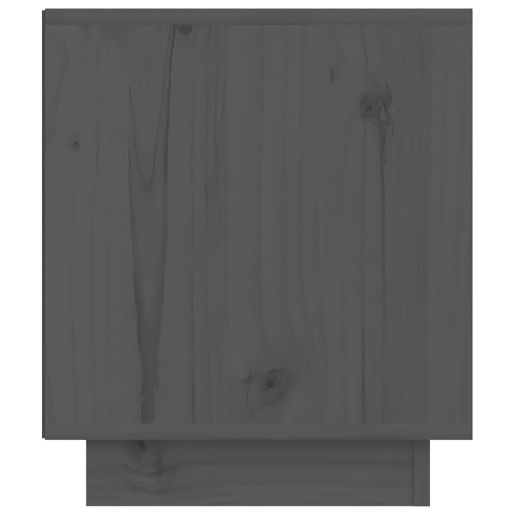 vidaXL Нощно шкафче, сиво, 40x34x40 см, борово дърво масив