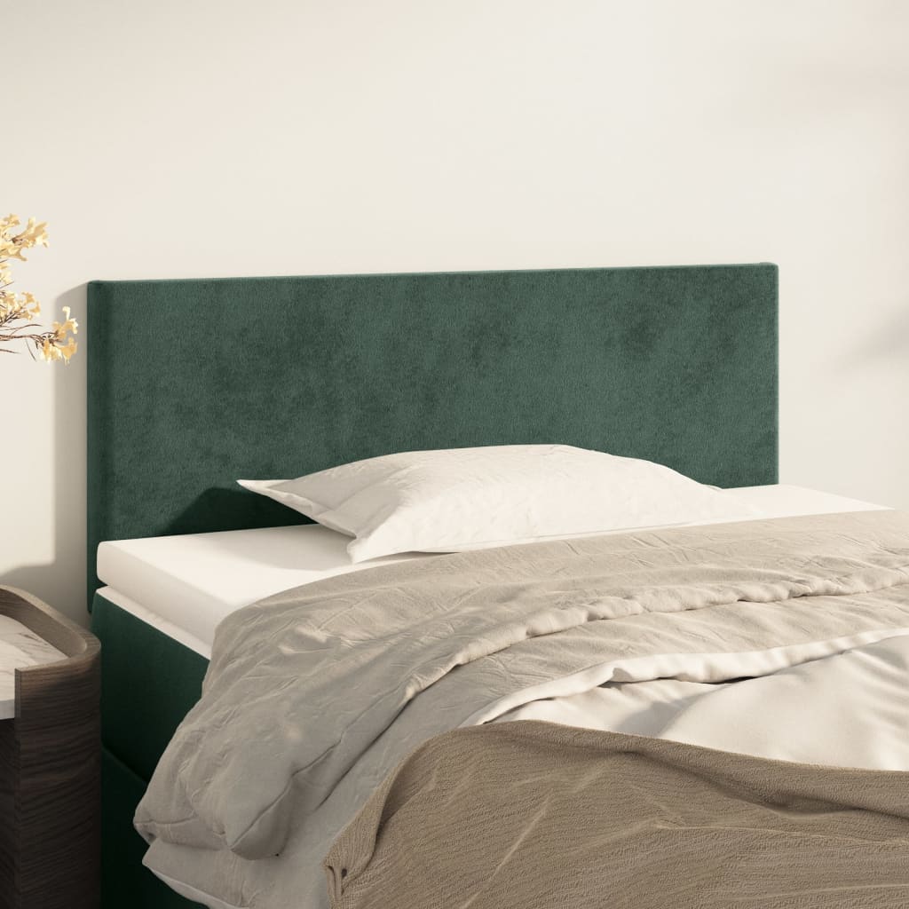 vidaXL Горна табла за легло, тъмнозелена, 90x5x78/88 см, кадифе