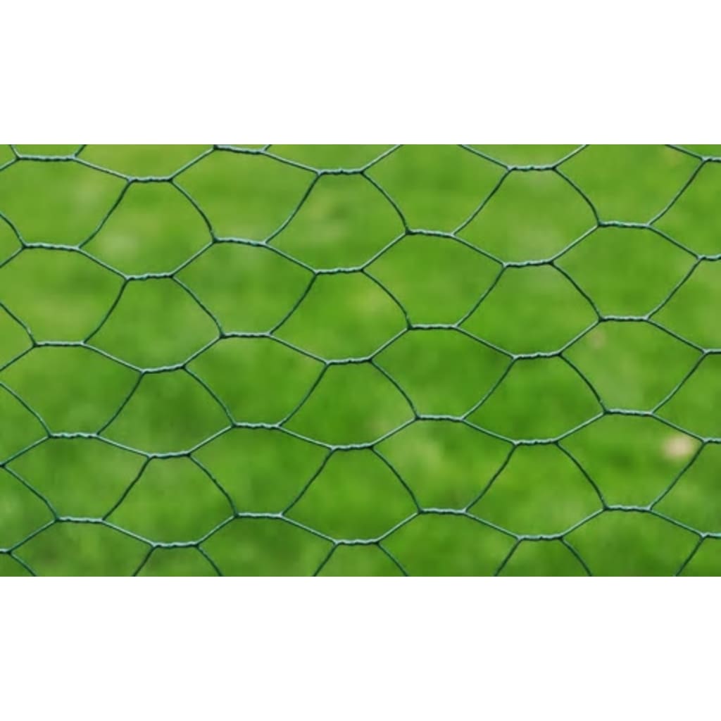 vidaXL Кокошкарска мрежа поцинкована с PVC покритие 25х0,5 м зелена