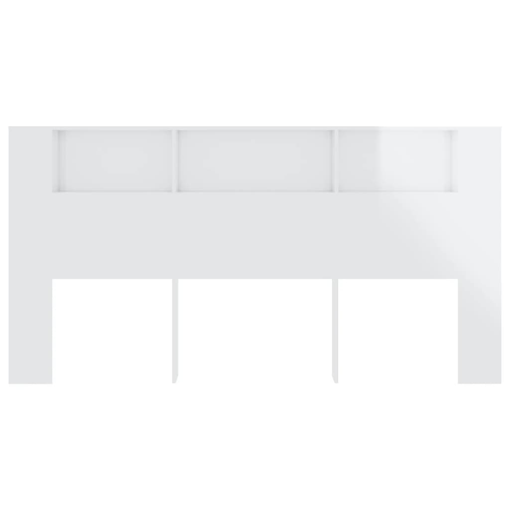 vidaXL Табла за легло тип шкаф, бял гланц, 200x18,5x104,5 см