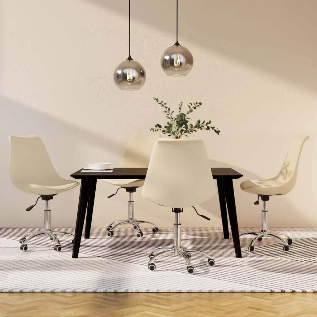 vidaXL Въртящи се трапезни столове, 4 бр, кремави, текстил