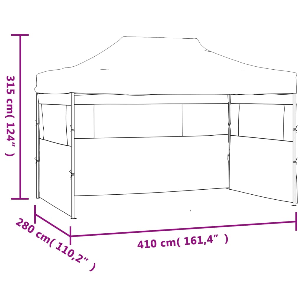 vidaXL Сгъваема парти шатра с 3 странични стени 3х4 м стомана бяла