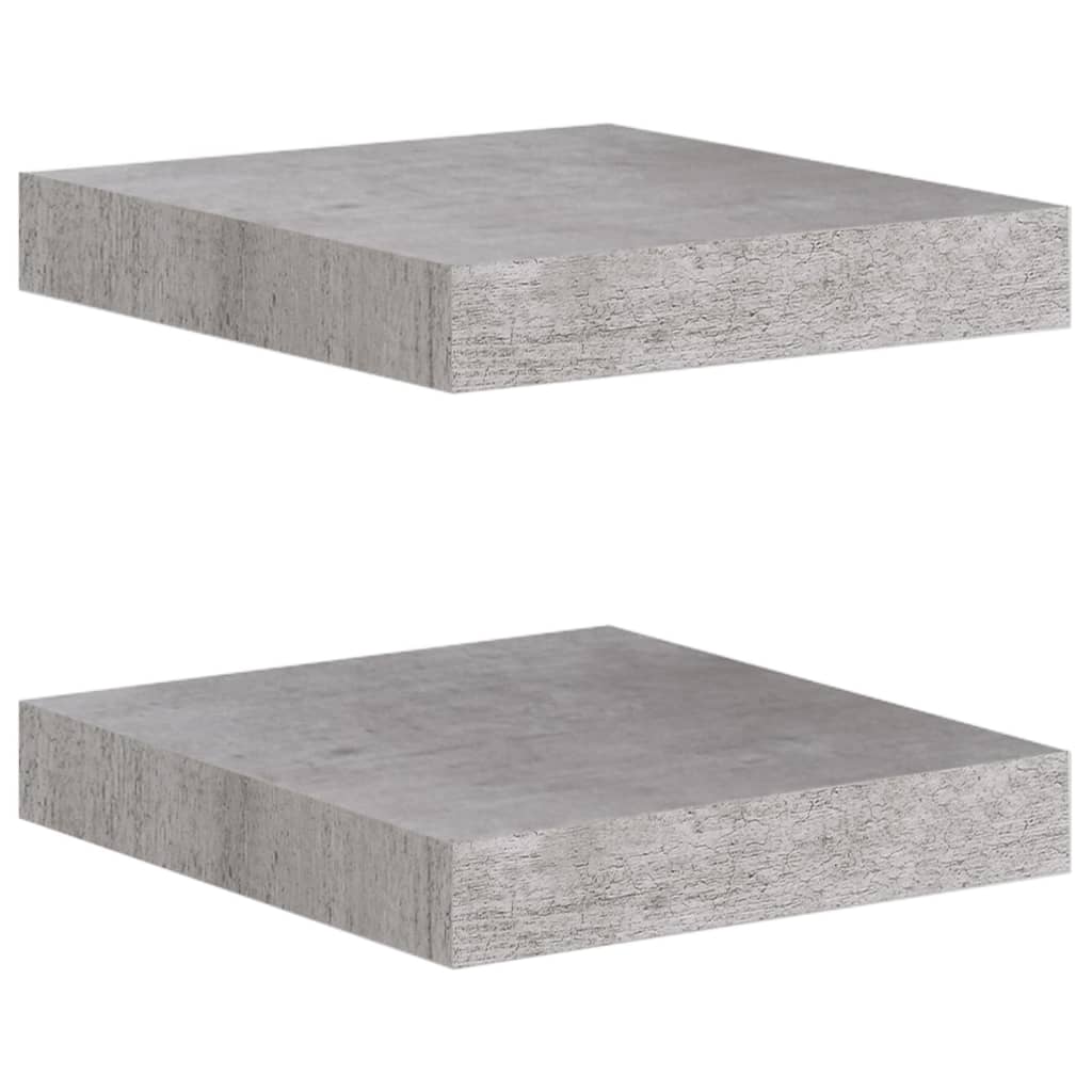 vidaXL Окачени стенни рафтове, 2 бр, бетонно сиви, 23x23,5x3,8 см, МДФ
