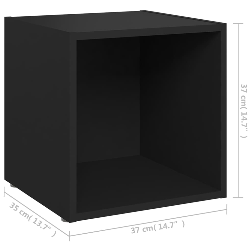vidaXL ТВ шкафове, 4 бр, черни, 37x35x37 см, ПДЧ
