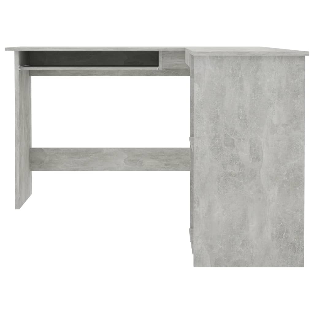vidaXL Г-образно ъглово бюро, бетонно сиво, 120x140x75 см, ПДЧ