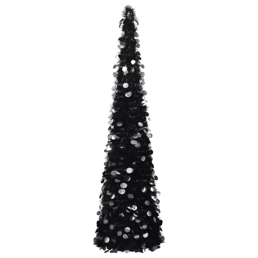vidaXL Pop-up изкуствена коледна елха, черна, 150 см, PET