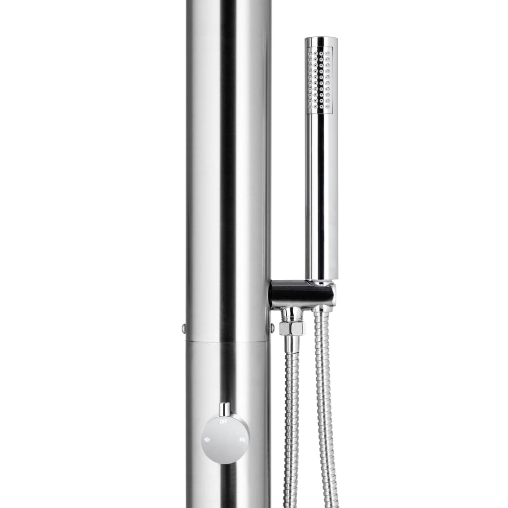 vidaXL Градински душ с кафява основа, 225 см, неръждаема стомана