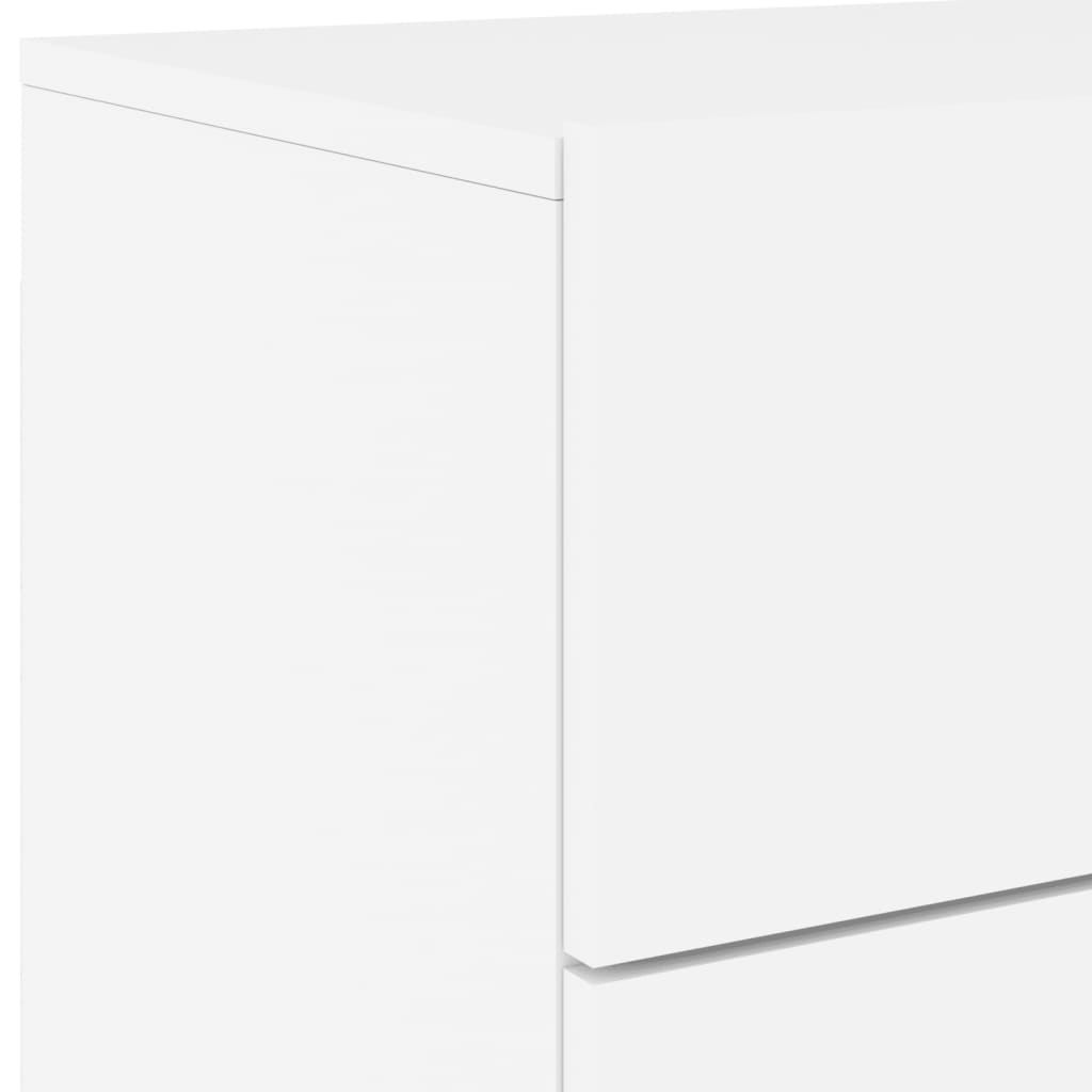vidaXL Нощно шкафче за стена с LED осветление, бяло