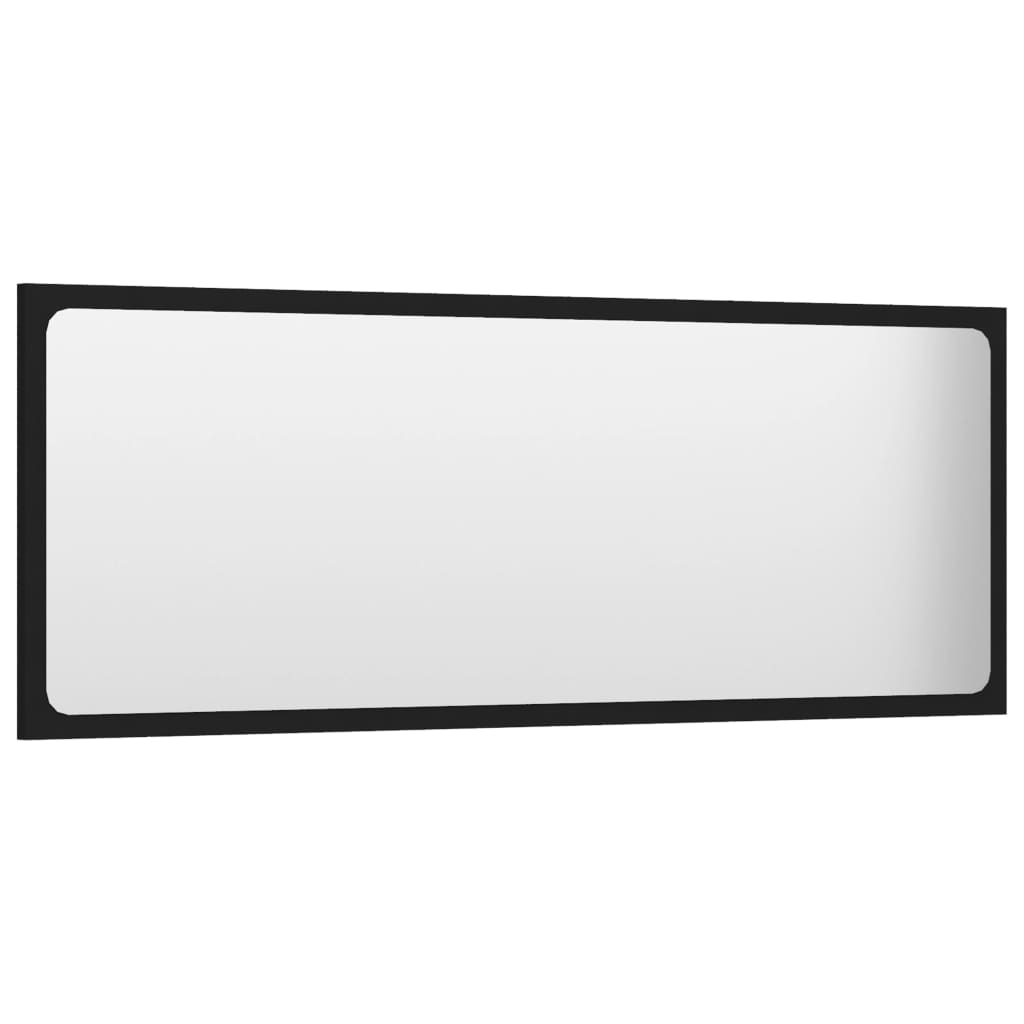 vidaXL Огледало за баня, черно, 100x1,5x37 см, ПДЧ