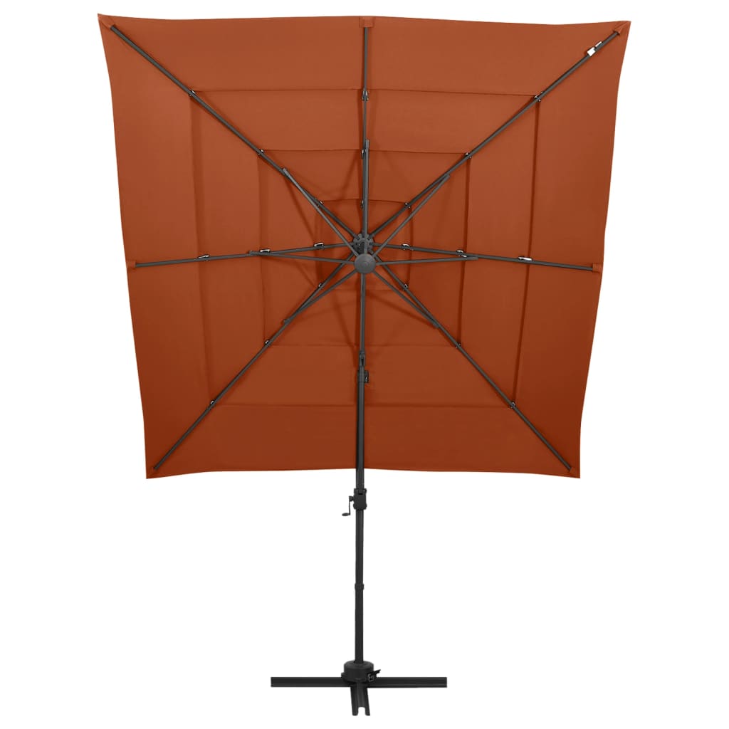 vidaXL Градински чадър на 4 нива, алуминиев прът, теракота, 250x250 см