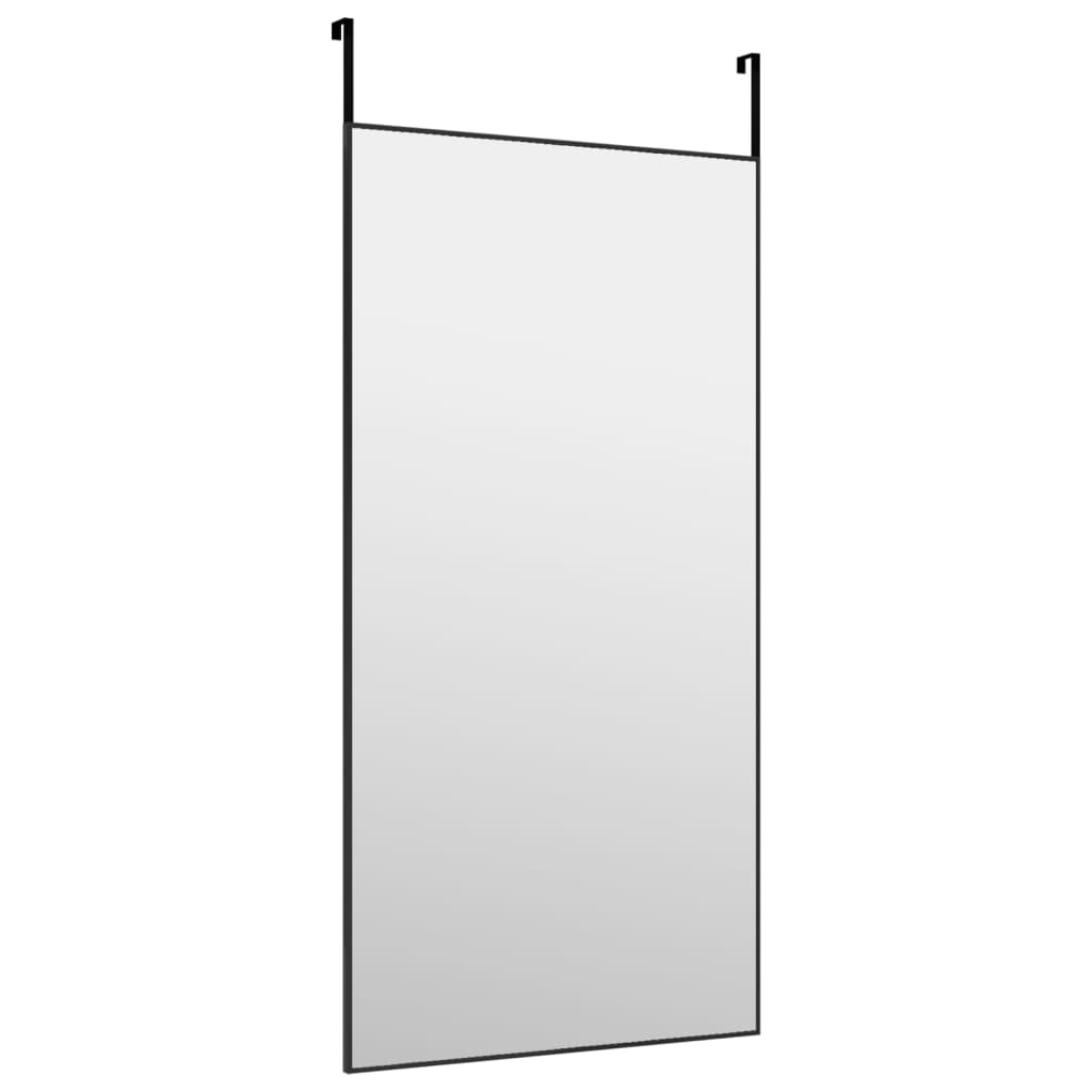 vidaXL Огледало за врата, черно, 50x100 см, стъкло и алуминий