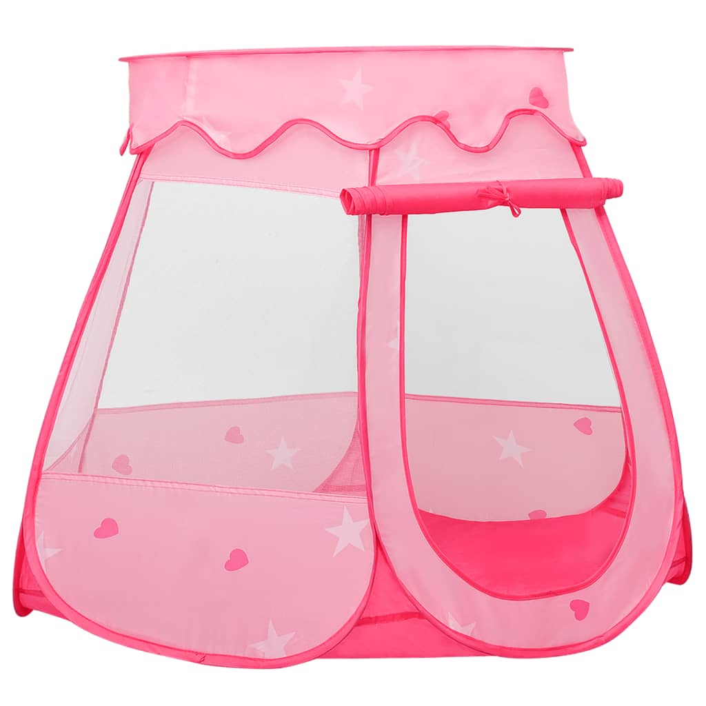 vidaXL Детска палатка за игра с 250 топки розово 102x102x82 см