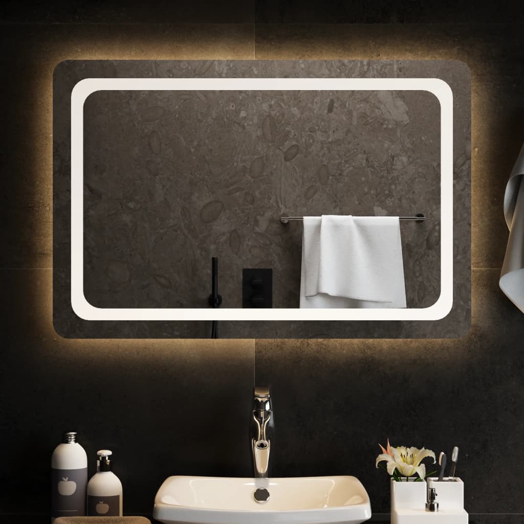 vidaXL LED огледало за баня, 90x60 см