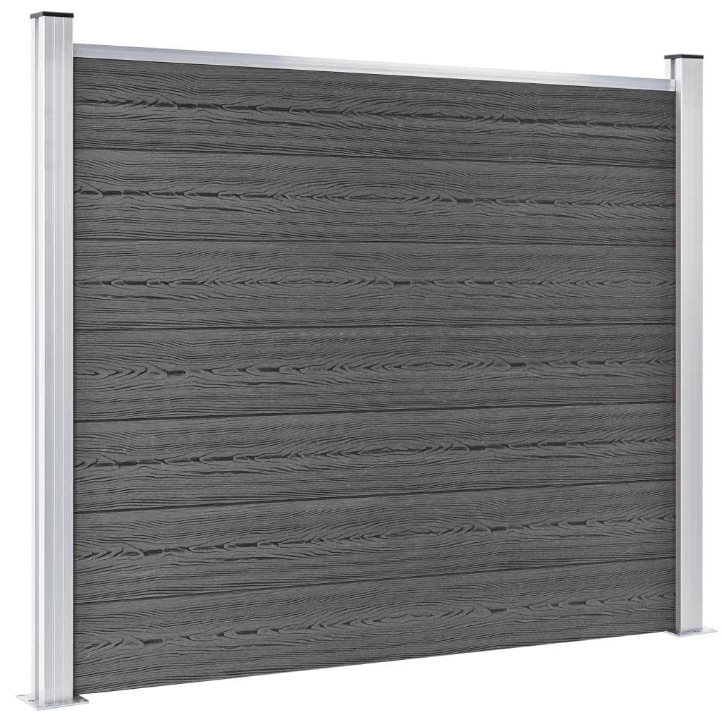 vidaXL Комплект оградни панели, WPC, 872x146 см, черен