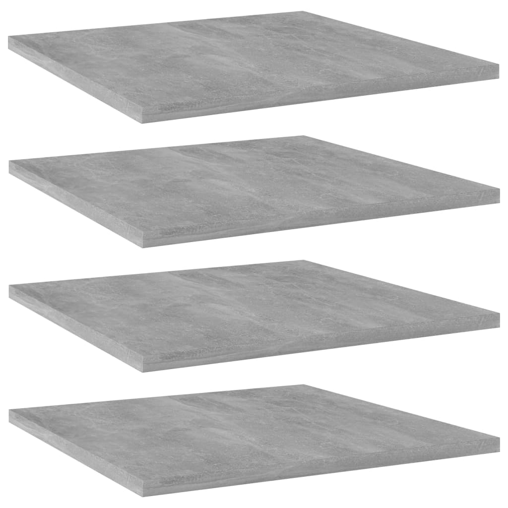 vidaXL Рафтове за етажерка, 4 бр, бетонно сиви, 40x40x1,5 см, ПДЧ