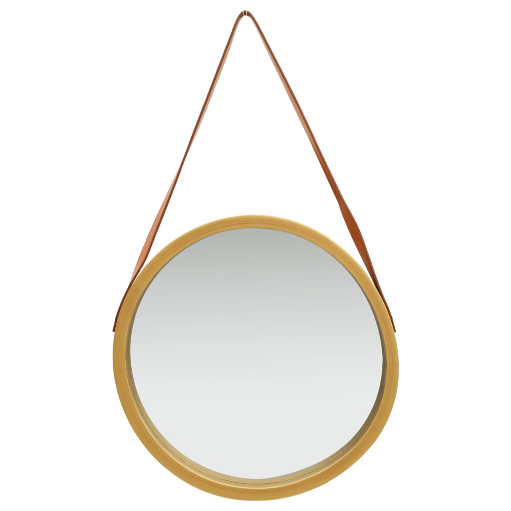 vidaXL Стенно огледало с каишка, 50 см, златисто