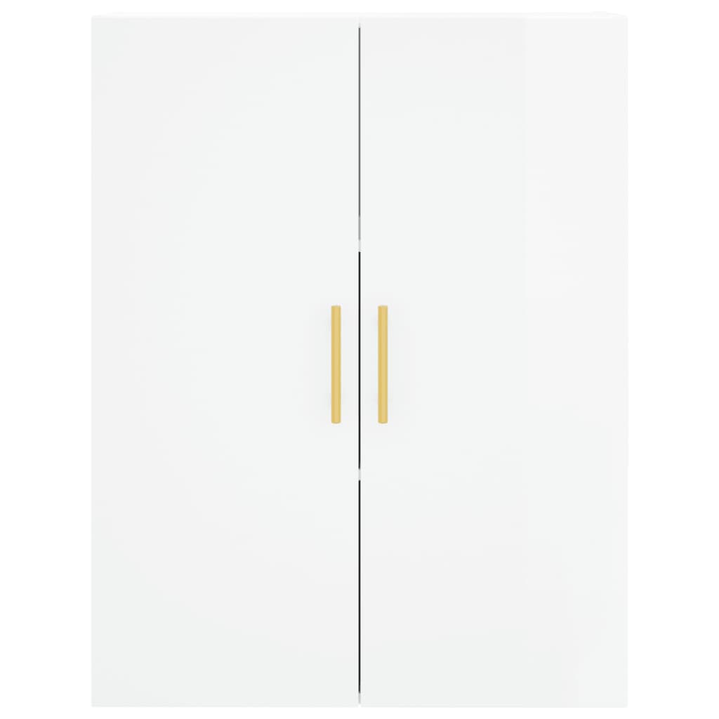 vidaXL Висок шкаф, бял гланц, 69,5x34x180 см, инженерно дърво