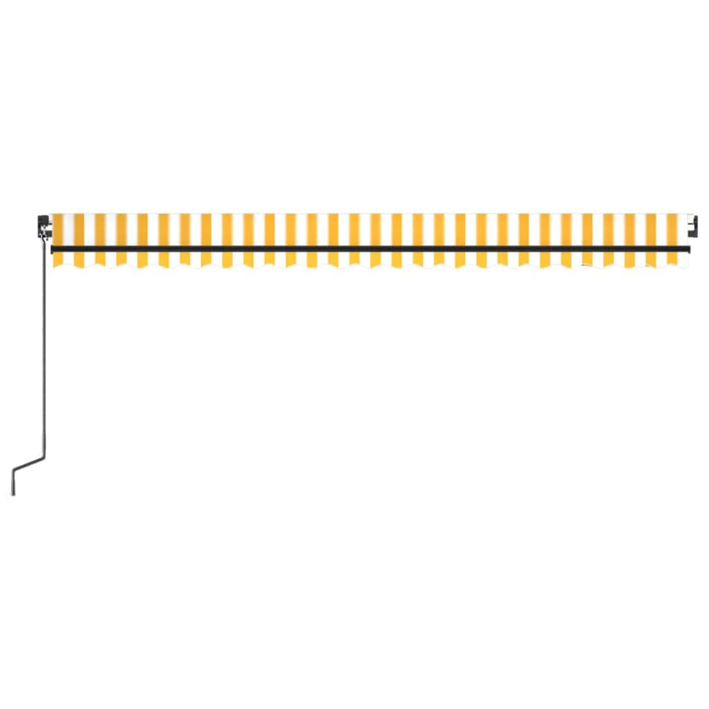 vidaXL Ръчно прибиращ се сенник, 500x300 см, жълто и бяло