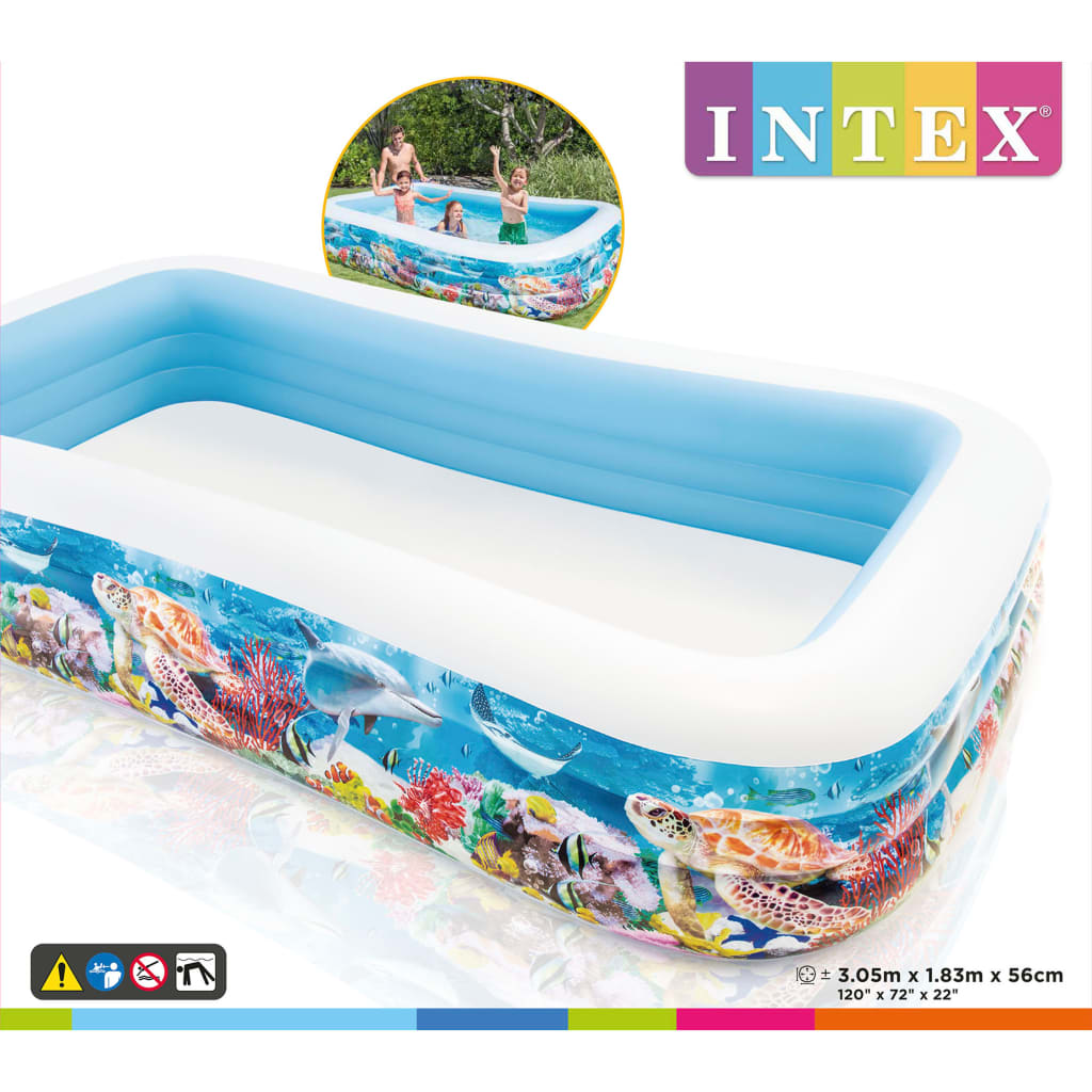 Intex Семеен басейн Swim Center, 305x183x56 см, дизайн морски свят
