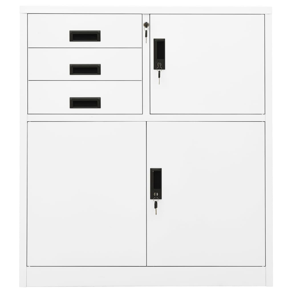 vidaXL Офис шкаф, бял, 90x40x102 см, стомана