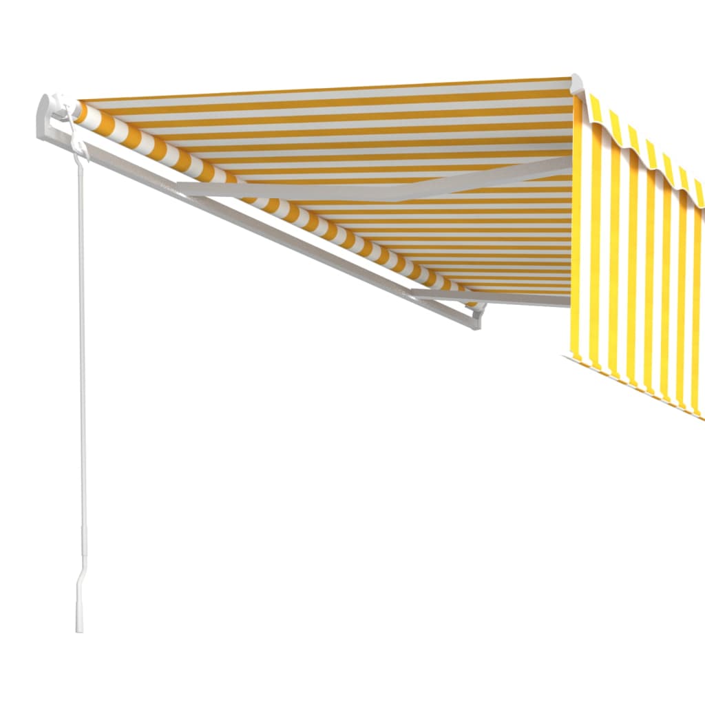 vidaXL Автоматично прибиращ се сенник с щора, 5x3 м, жълто и бяло