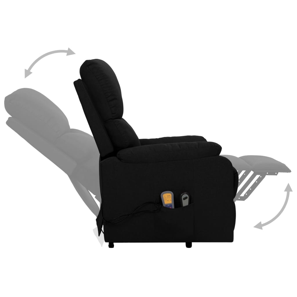 vidaXL Изправящ масажен стол, черен, текстил
