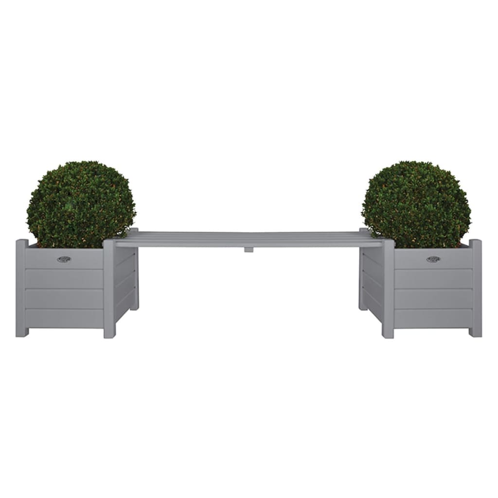 Esschert Design Сандъци за цветя с пейка-мост, сиви, CF33G