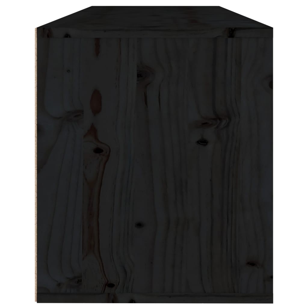 vidaXL Стенен шкаф, черен, 100x30x35 см, борово дърво масив