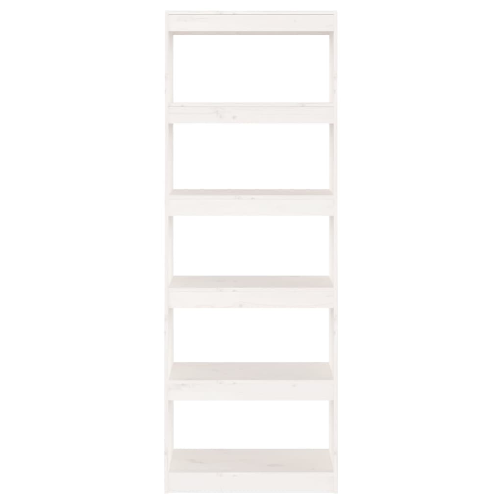 vidaXL Библиотека/разделител за стая, бяла, 60x30x167,5 см, бор масив