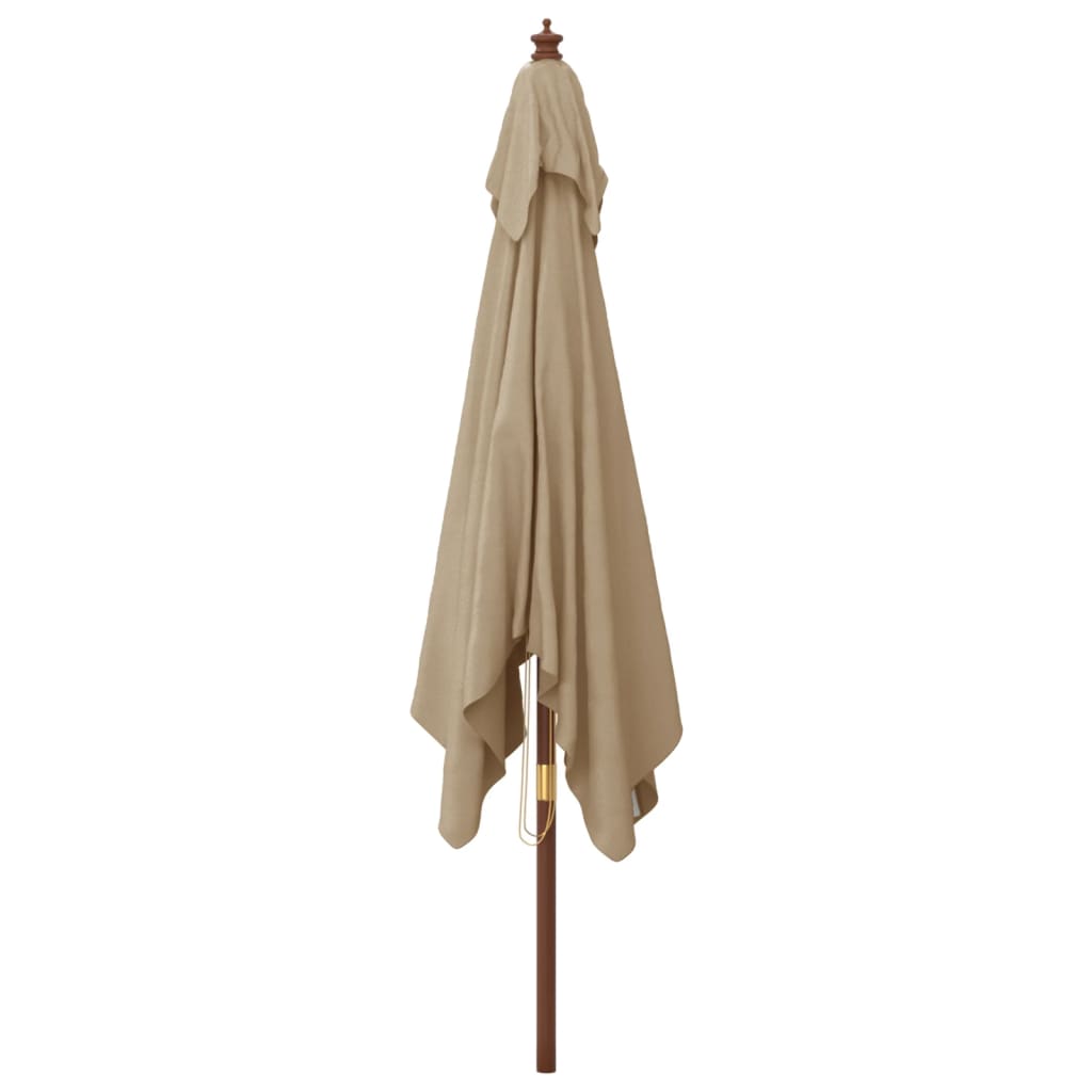 vidaXL Градински чадър с дървен прът, таупе, 300x300x273 см