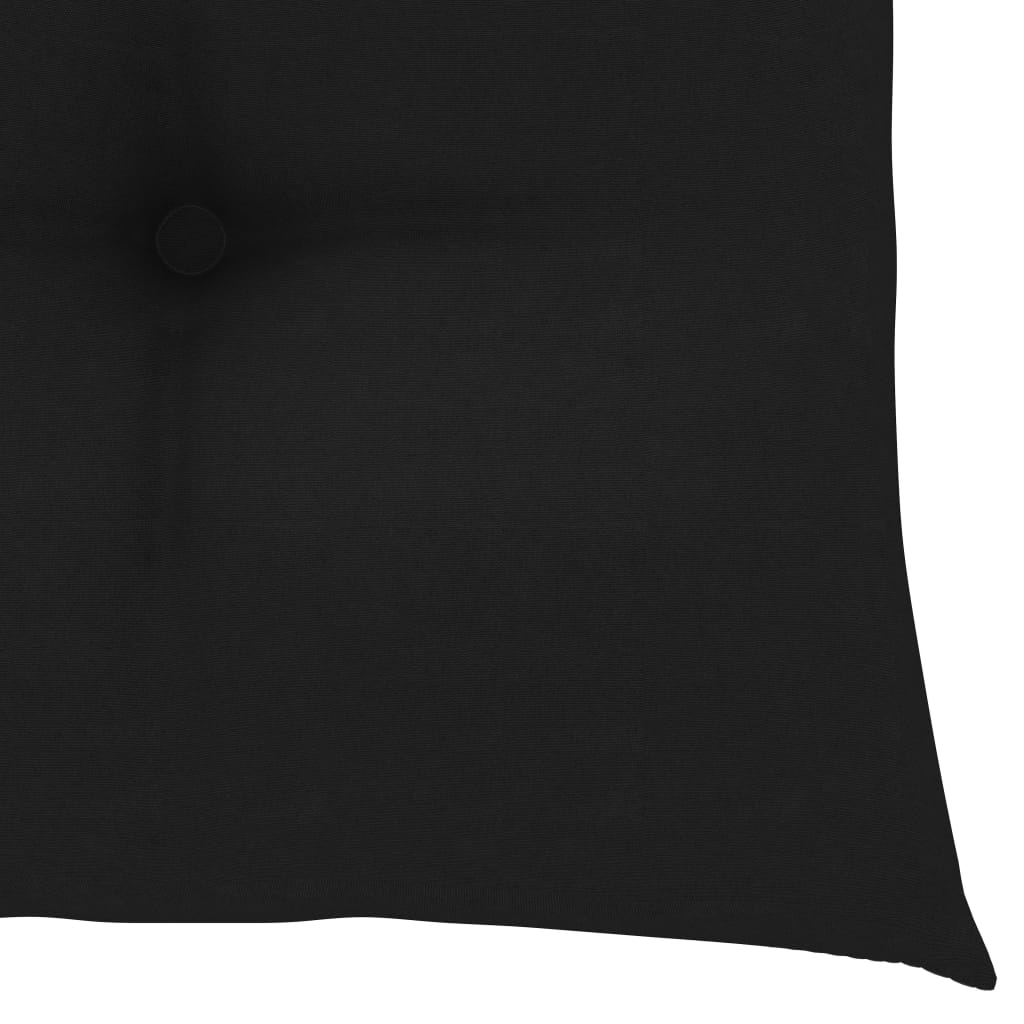 vidaXL Бистро комплект от 3 части, с черни възглавници, тик масив