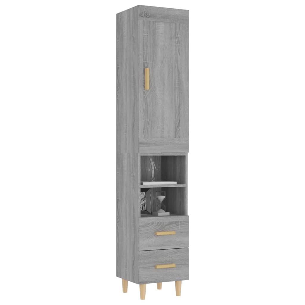 vidaXL Висок шкаф, сив сонома, 35x34x180 см, инженерно дърво