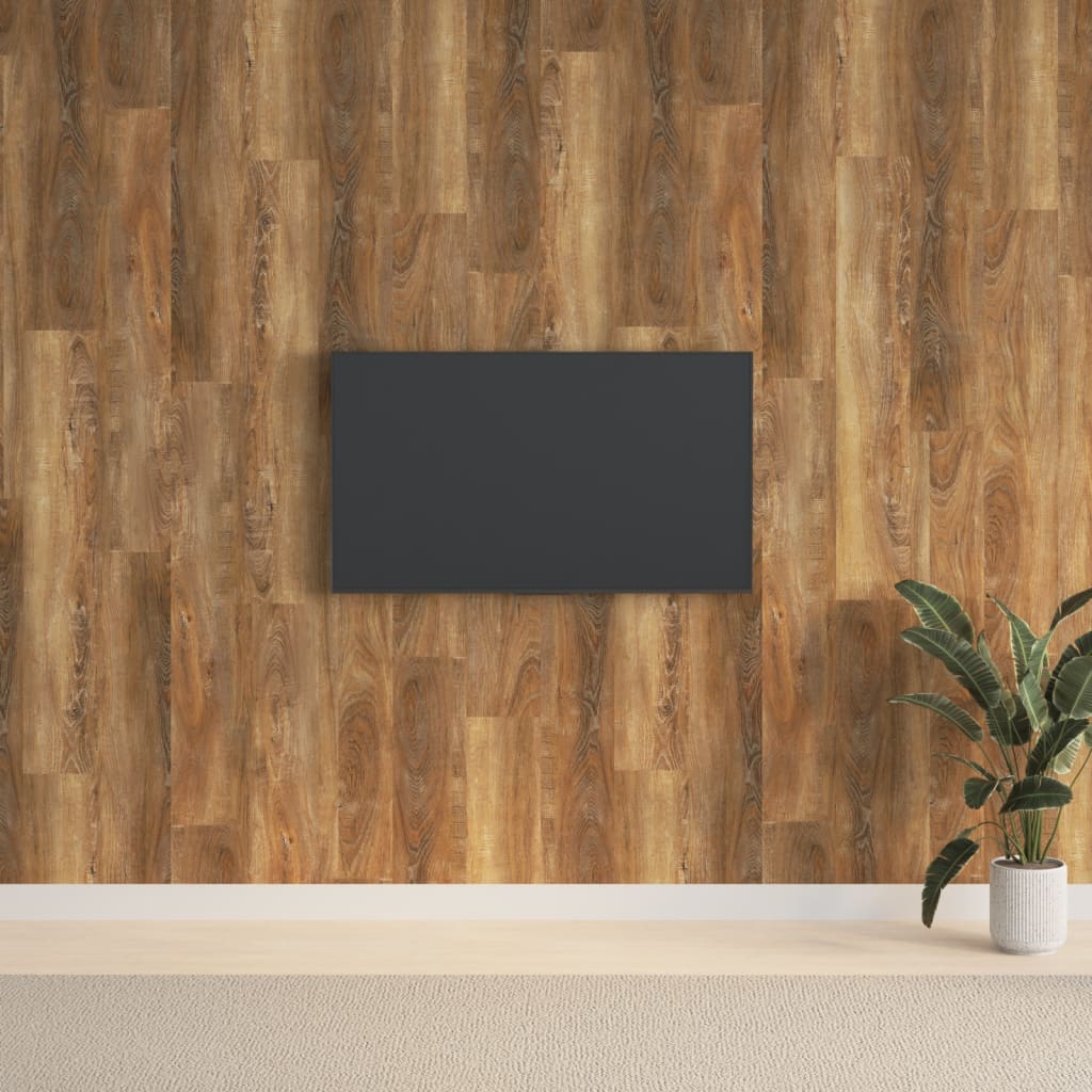 vidaXL Стенни панели, с вид на дърво, кафяви, PVC, 2,06 м²