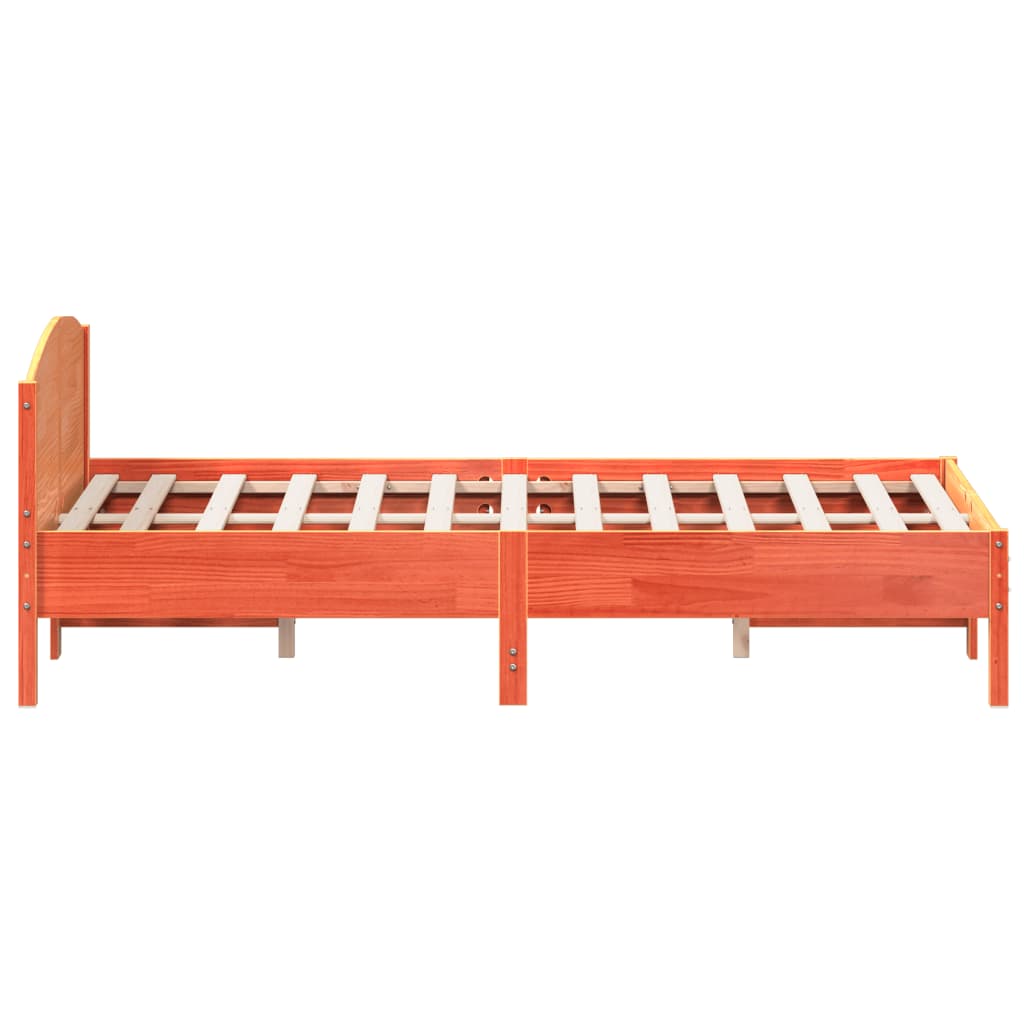 vidaXL Рамка за легло с табла, восъчнокафяв, 150x200 см, бор масив
