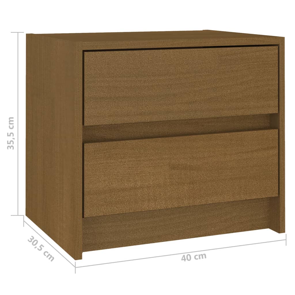 vidaXL Нощно шкафче, меденокафяво, 40x30,5x35,5 см, борово дърво масив