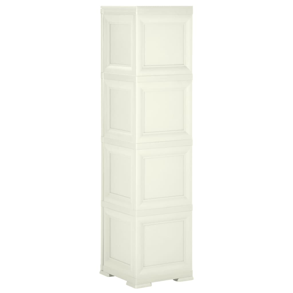 vidaXL Пластмасов шкаф, 40x43x164 см, дървен дизайн, ванилов лед